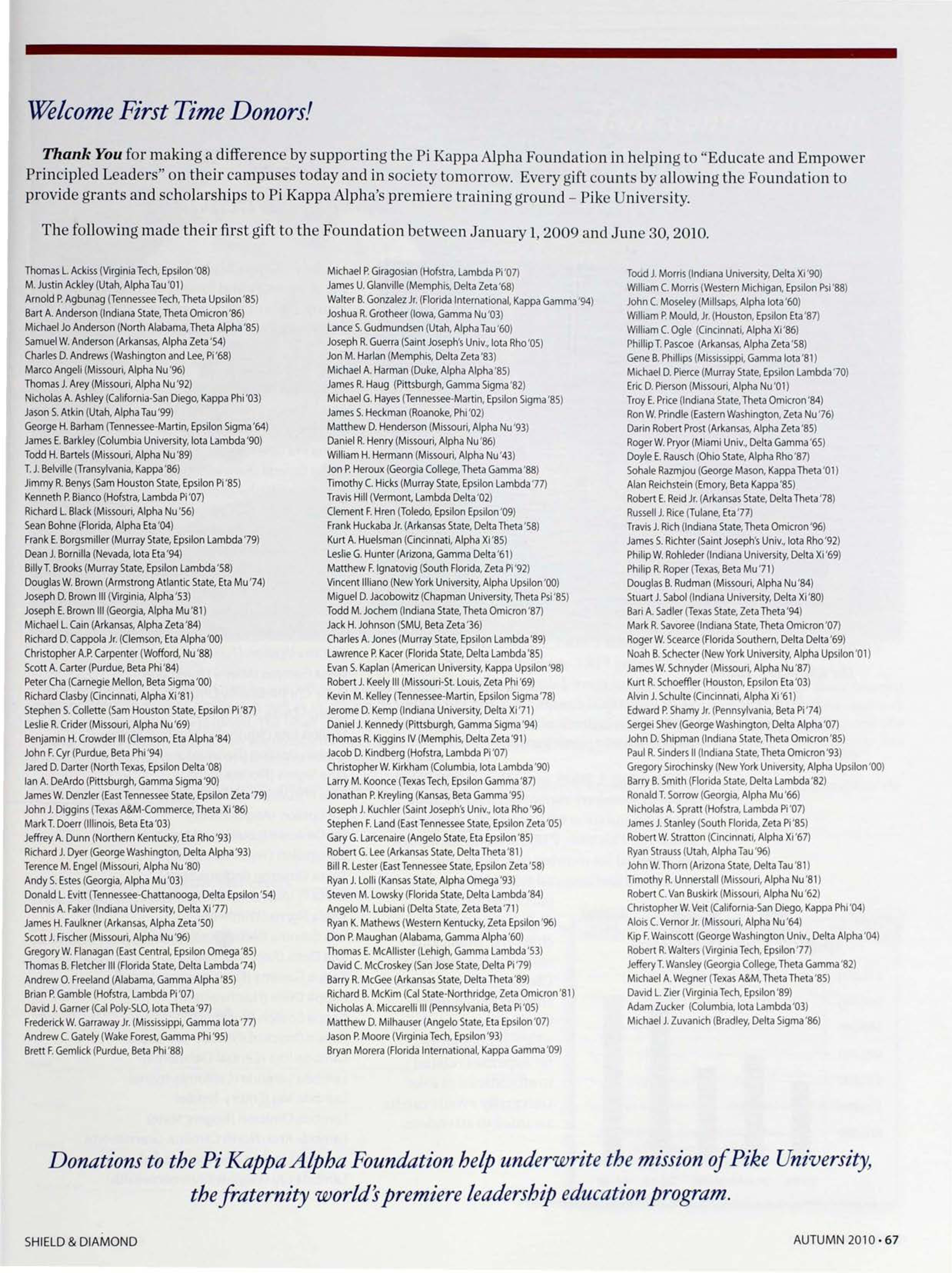 Welcome First Time Donors!